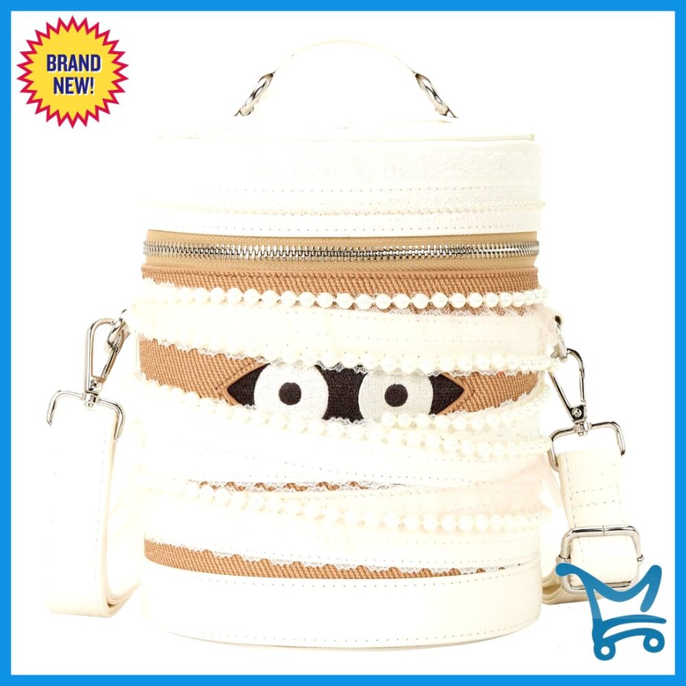 Faux Leather Crossbody Bag with Mummy Design, Adjustable Strap